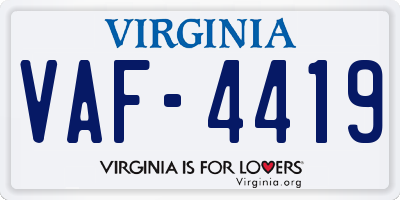 VA license plate VAF4419