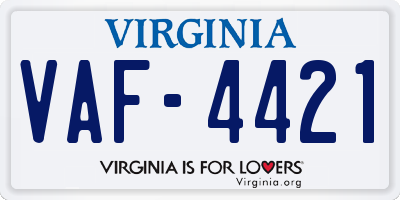 VA license plate VAF4421