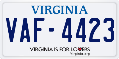 VA license plate VAF4423