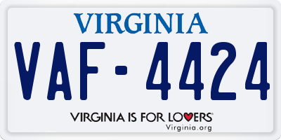 VA license plate VAF4424