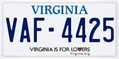 VA license plate VAF4425