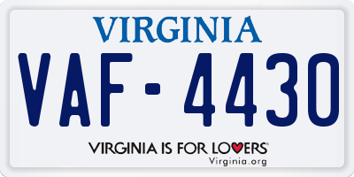 VA license plate VAF4430