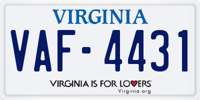 VA license plate VAF4431