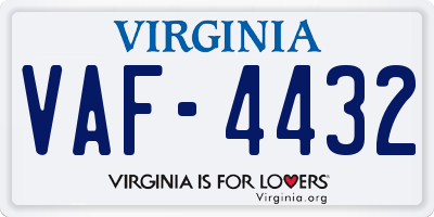 VA license plate VAF4432
