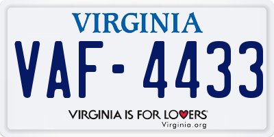 VA license plate VAF4433