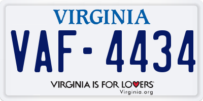 VA license plate VAF4434