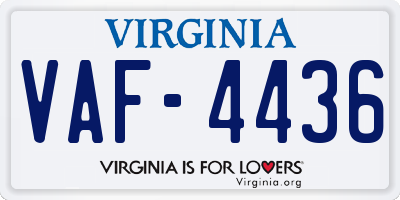 VA license plate VAF4436