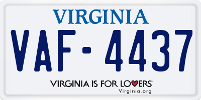 VA license plate VAF4437