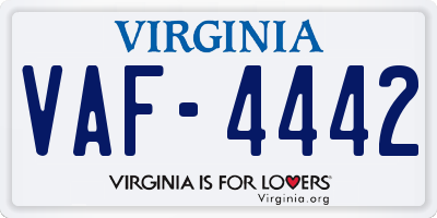 VA license plate VAF4442