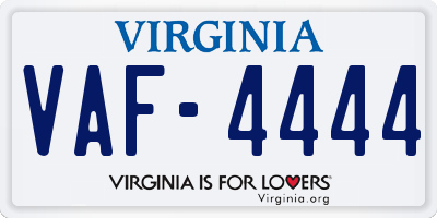 VA license plate VAF4444