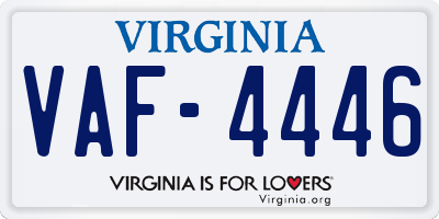 VA license plate VAF4446