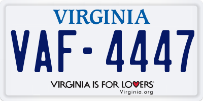 VA license plate VAF4447