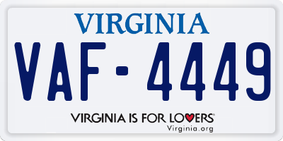 VA license plate VAF4449