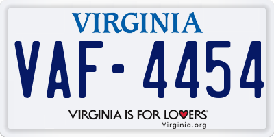 VA license plate VAF4454