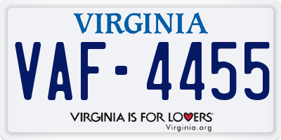 VA license plate VAF4455