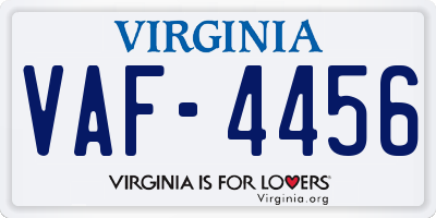 VA license plate VAF4456