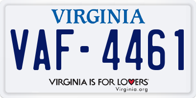 VA license plate VAF4461