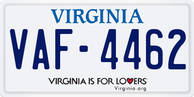 VA license plate VAF4462