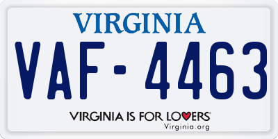 VA license plate VAF4463