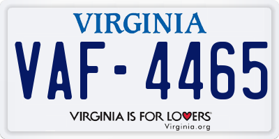 VA license plate VAF4465