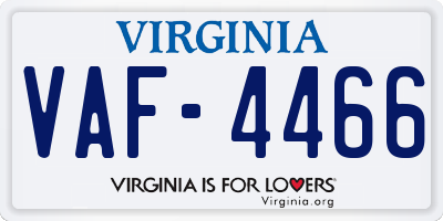 VA license plate VAF4466
