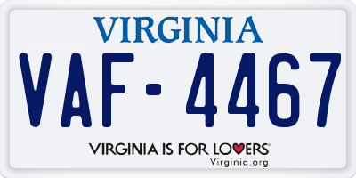 VA license plate VAF4467