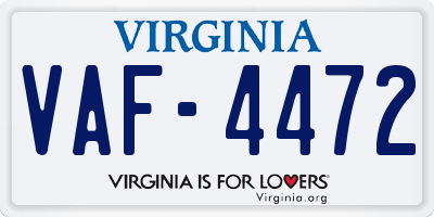 VA license plate VAF4472