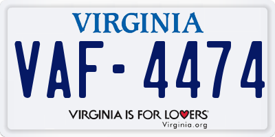 VA license plate VAF4474