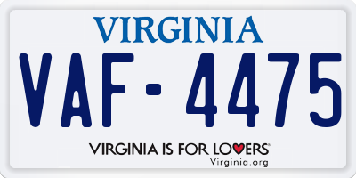 VA license plate VAF4475