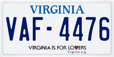 VA license plate VAF4476