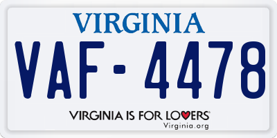 VA license plate VAF4478