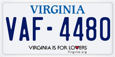 VA license plate VAF4480
