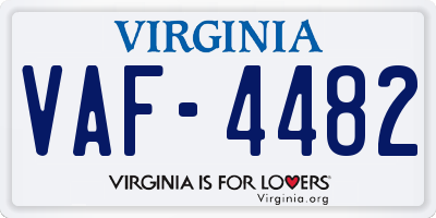 VA license plate VAF4482
