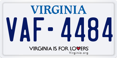VA license plate VAF4484