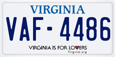 VA license plate VAF4486