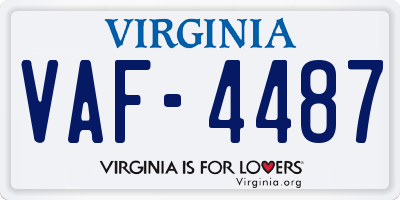 VA license plate VAF4487