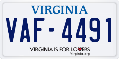 VA license plate VAF4491