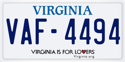 VA license plate VAF4494