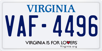 VA license plate VAF4496