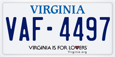 VA license plate VAF4497
