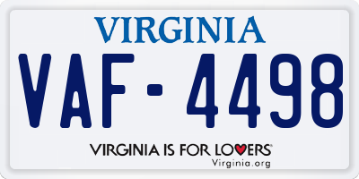 VA license plate VAF4498