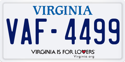 VA license plate VAF4499
