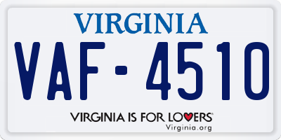 VA license plate VAF4510