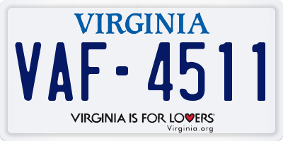 VA license plate VAF4511