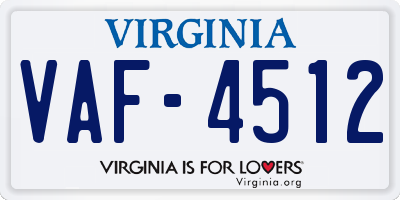VA license plate VAF4512