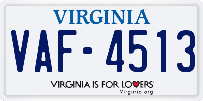 VA license plate VAF4513