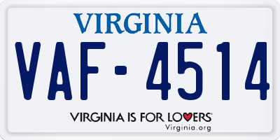 VA license plate VAF4514