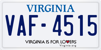 VA license plate VAF4515