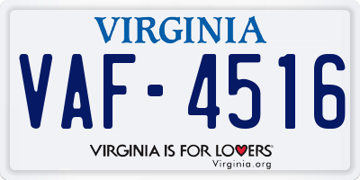 VA license plate VAF4516