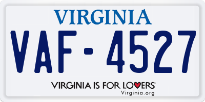 VA license plate VAF4527